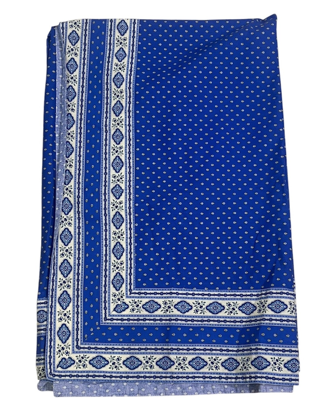 L'Ensoleillade French Country 58”x74” Tablecloth Blue White Lined Heavy Cotton